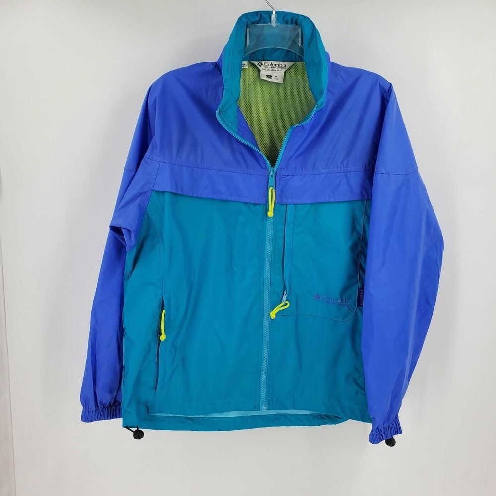 🩵COLUMBIA  women's S blue color block lightweight hooded zip up jacket